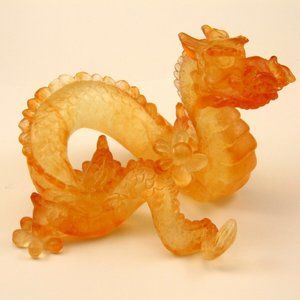 Daum Pate de Verre Crystal Light Amber Dragong